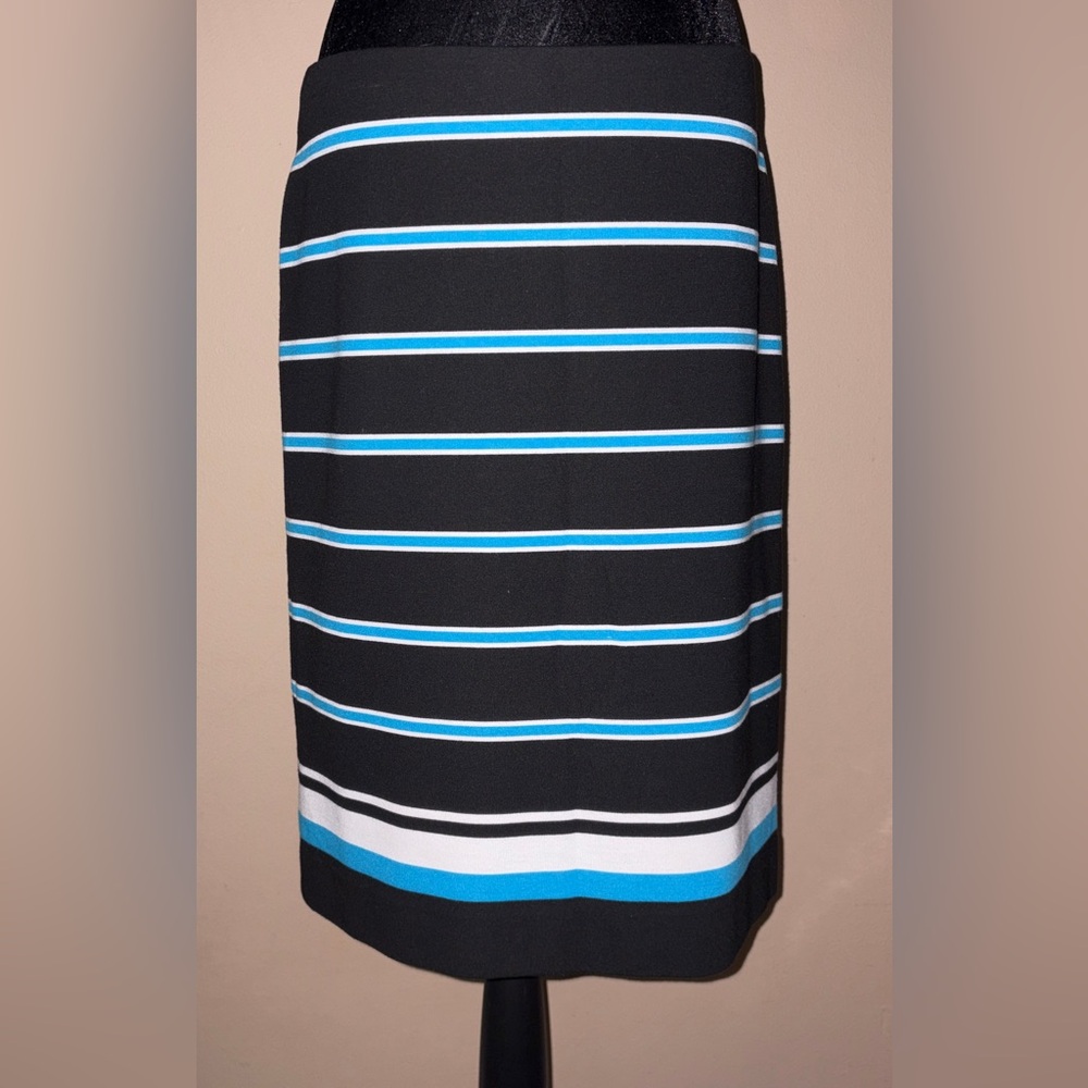 Cato Black, Blue and White Striped Midi Skirt